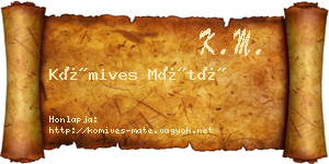 Kőmives Máté névjegykártya